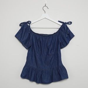 Disney Women's Beauty & the Beast Denim Peplum Top